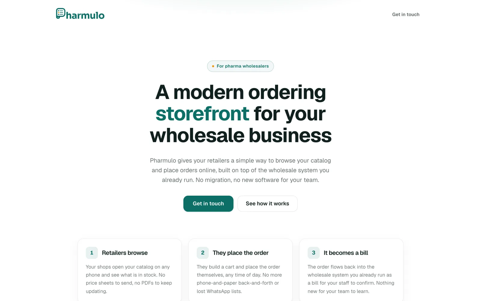 Pharmulo ordering storefront home page